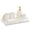 QERTYHJK Bathroom Five-piece Set Couple Brushing Teeth Mouthwash Cup Ceramic Wedding Gift view 1