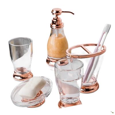 QERTYHJK Bathroom Five-piece Set Toothpick Box Couple Toothbrush Holder Kit Soap Dispenser Cotton Swab Tissue Boxes