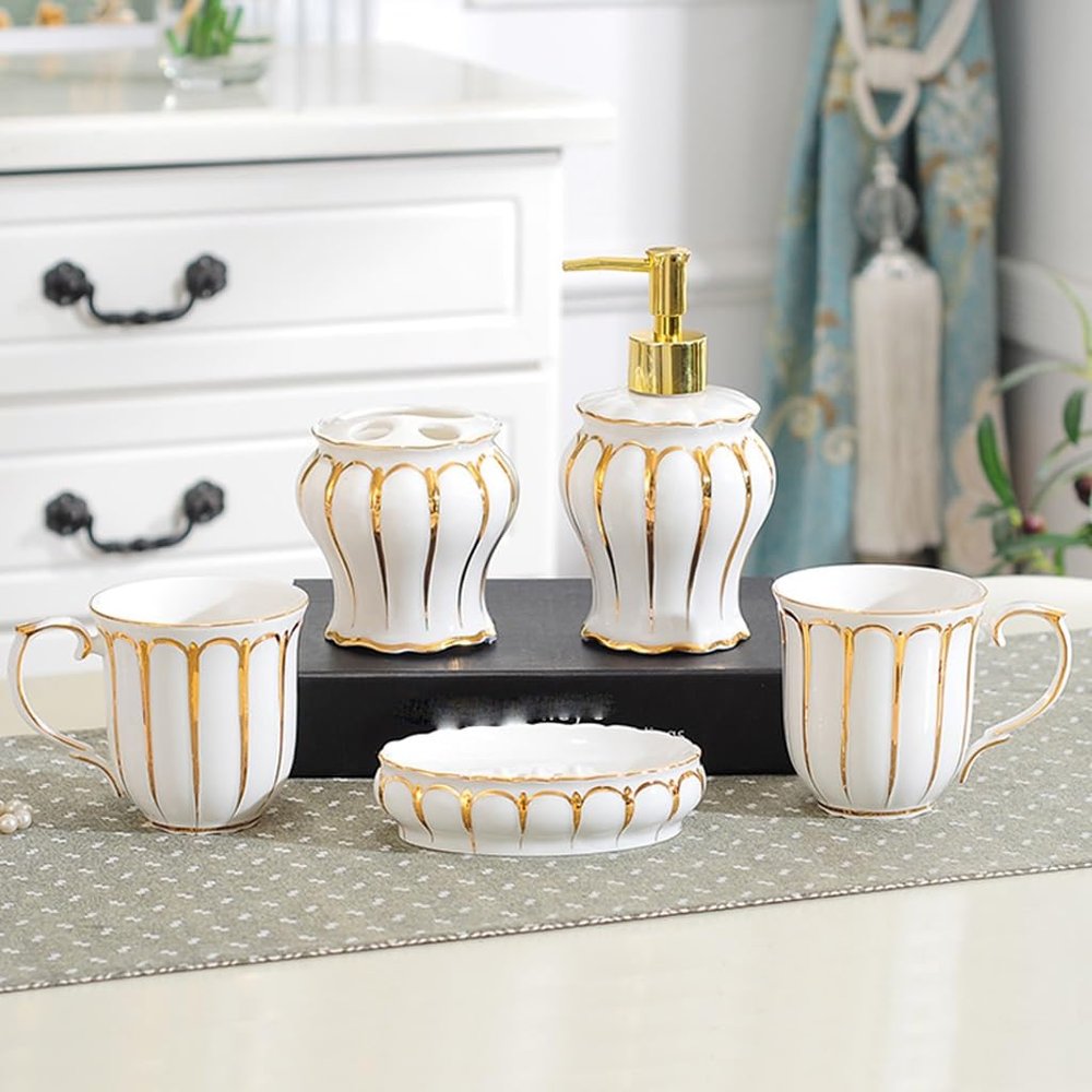 QERTYHJK Bathroom Supplies Ceramic Toothbrush Holder/mouthwash Cup/Lotion Bottle/Bathroom Decoration