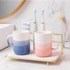 QERTYHJK Gradient Color Ceramic Mouthwash Cup Set Household Rack Couple Pair North Washing Toothbrush view 1