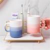 QERTYHJK Gradient Color Ceramic Mouthwash Cup Set Household Rack Couple Pair North Washing Toothbrush view 2
