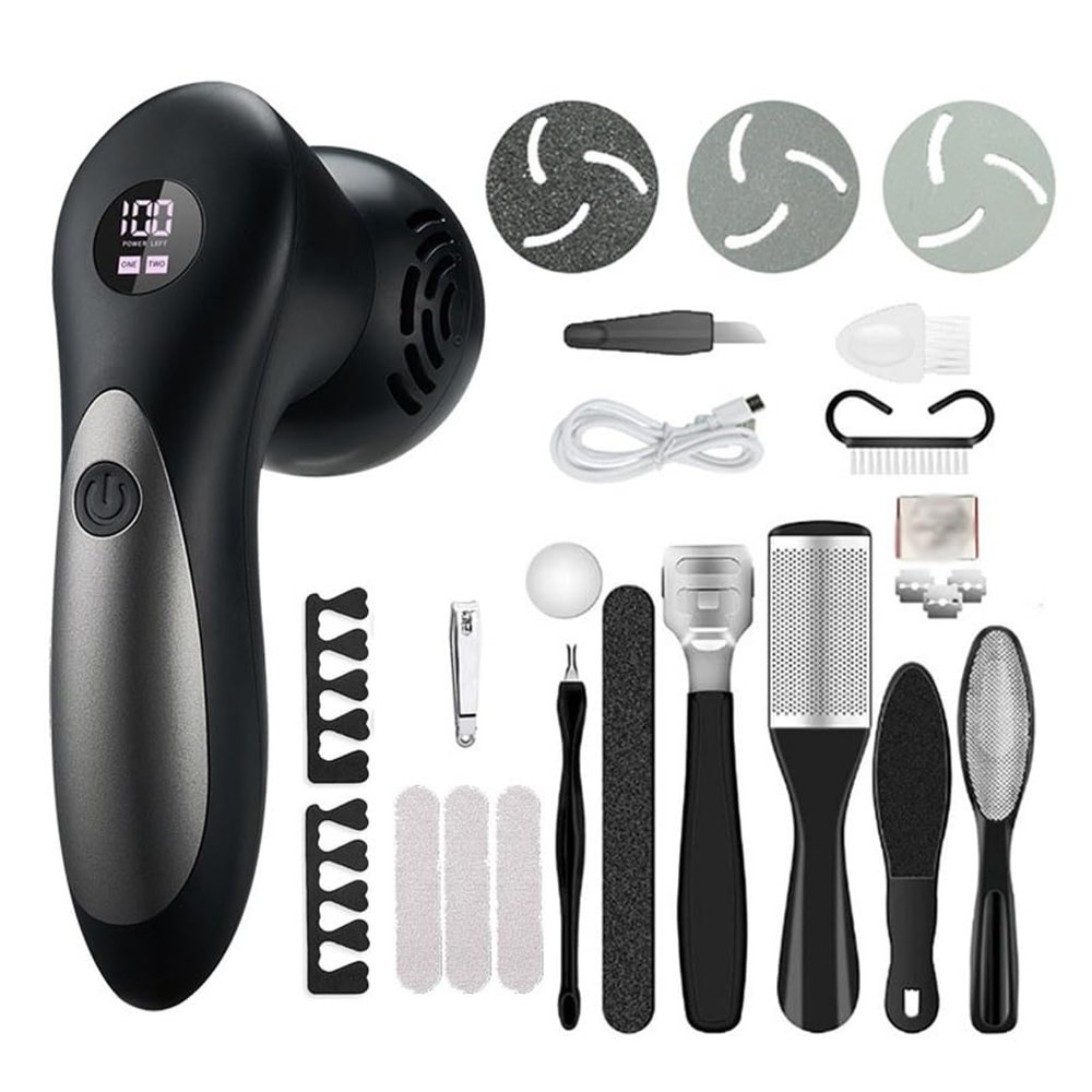 BNISRGLD 13 Piece Setof Electric Foot Grinder for Removing Calluses, Washing with Water, and Digital Foot Trimmer