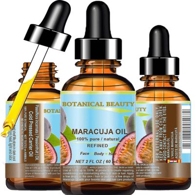 Botanical Beauty MARACUJA OIL 100% Pure Natural Cold Pressed Undiluted for Face, Skin, Hair, Body, Lip, Nails 2 Fl Oz - 60 ml Rich in Vitamin C