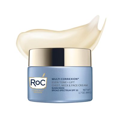 RoC Multi Correxion 5 in 1 Chest Neck Face Moisturizer Face Cream with SPF 30 for Visible Wrinkle and Neck Firming and Tightening, Oil Free Skin Care, 1.7 oz (Packaging May Vary)
