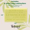 Australian Botanical Soap, 6.6 OZ, Lemongrass and Lemon Myrtle, Triple Milled Bars made with a Natural Soap Base and Enriched with Organic Shea Butter, Pack of 8 view 4
