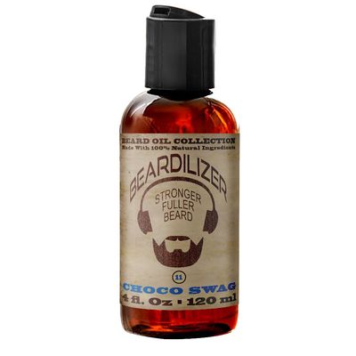 Beardilizer Choco Swag Beard Oil for Men - 100% Natural Growth Oil & Conditioner with Argan, Jojoba & Vitamin E  Softening, Moisturizing for Soft, Healthy Beard  4 Oz