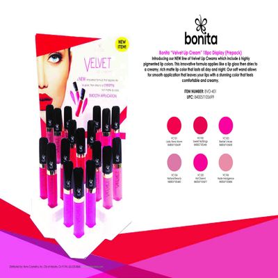 BONITA 6 PC VELVET LIP CREAM