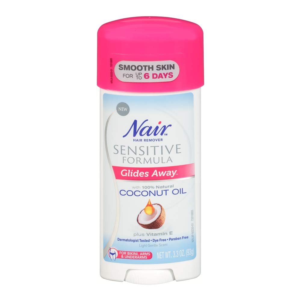 Nair Hair Remover Sensitive Glide On Coconut Oil 3.3 Ounce (Pack of 2)