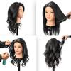 100% Human Real Hair Mannequin Head with Stand, Hairdressers' Practice Training Head and Cosmotology Doll Head for Hairstyling and Braid - Natural Black view 2