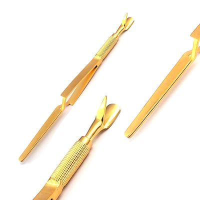 DDP Acrylic Nail Pincher/Cuticle Pusher with TWEEZER Gold Color