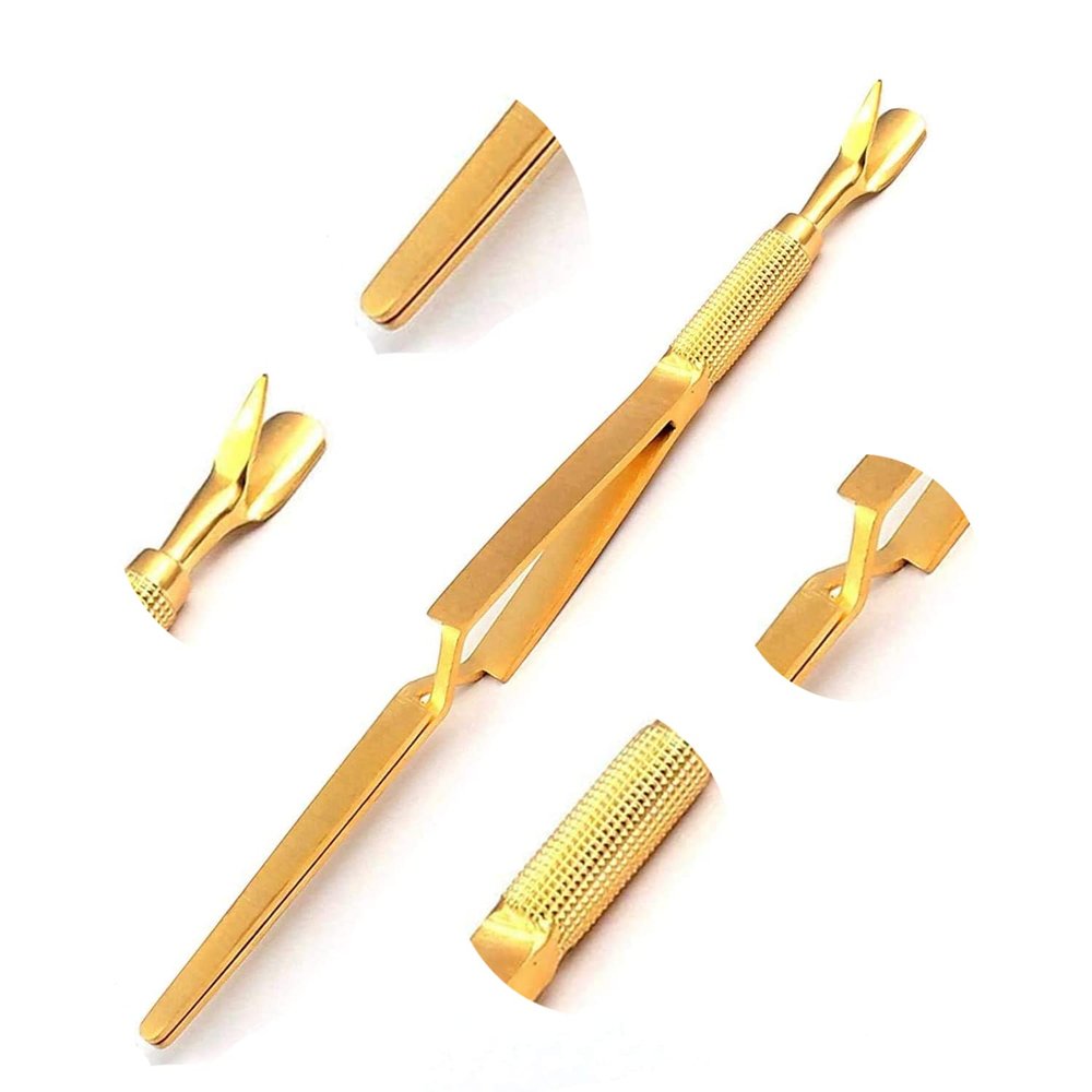 DDP Acrylic Nail Pincher Tool Multi Function Cuticle Pusher TWEEZER Magic Wand Gold