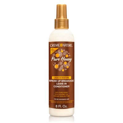 Creme of Nature Pure Honey Leave-In Conditioner, Moisture-Rich Detangler for Dry, Damaged Hair, Haircare Gift for Women, Sulfate-Free Formula, 8 oz