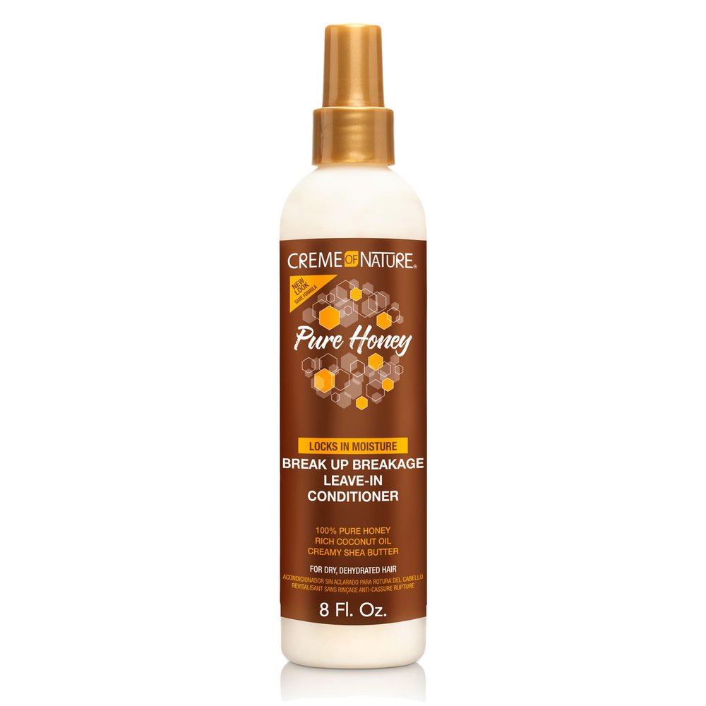 Creme of Nature Pure Honey Leave-In Conditioner, Moisture-Rich Detangler for Dry, Damaged Hair, Haircare Gift for Women, Sulfate-Free Formula, 8 oz