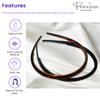 Parcelona French Thin Set of 2 Tortoise Shell Brown and Black Hair Headbands with Inner Teeth Nibs view 2