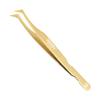 12cm Professional Golden Tweezers for Eyelash Extension Hand Crafted Japanese Stainless Steel Precision Tweezers (L-Shape Tip.) view 1