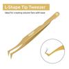 12cm Professional Golden Tweezers for Eyelash Extension Hand Crafted Japanese Stainless Steel Precision Tweezers (L-Shape Tip.) view 2