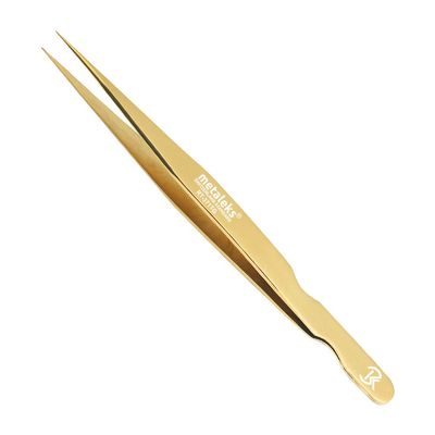 12CM Golden Tweezers for Eyelash Extension Hand Crafted Japanese Stainless Steel Precision Tweezers (Supper Straight Tip.)