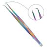 14cm Metaleks Eyelash Extension Tweezers Japanese Stainless Steel In Multi Titanium Coating 45 Angular Tip view 2