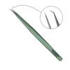Tweezers for Eyelash Extension - Long 45 Angular Tip Tweezers - Hand Crafted Surgical Stainless Steel Precision Tweezers (Metallic light Green Powder Coated) view 2