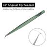 Tweezers for Eyelash Extension - Long 45 Angular Tip Tweezers - Hand Crafted Surgical Stainless Steel Precision Tweezers (Metallic light Green Powder Coated) view 3