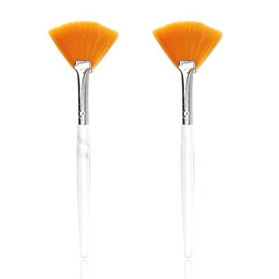 Soft 'N Style Facial Brushes Fan Mask Brush, Soft Makeup Brushes, Mask Applicator Brushes Tools Cosmetic Tools for Peel Mask,Mask Applicator Brushes Tools, Makeup Women Girls (2, Yellow)