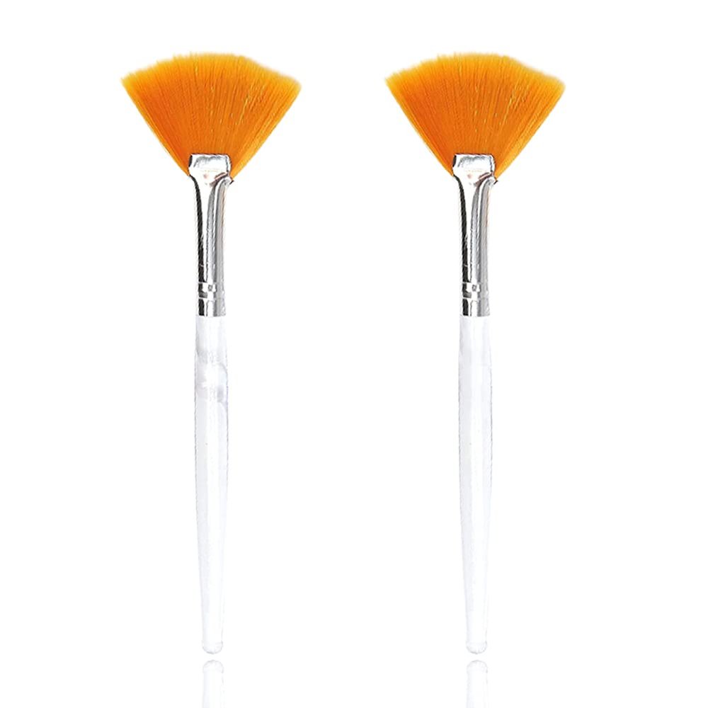 Soft 'N Style Facial Brushes Fan Mask Brush, Soft Makeup Brushes, Mask Applicator Brushes Tools Cosmetic Tools for Peel Mask,Mask Applicator Brushes Tools, Makeup Women Girls (2, Yellow)