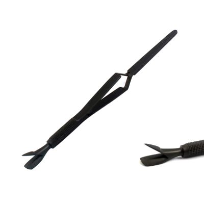 OdontoMed2011 C-curve Nail Pinching Tool Magic Wand Multi-function Color (Black) Cuticle Pusher Tweezer Nail Art Pincher Tool Stainless Steel Dual-end False Nail Shaping Tweezers Manicure Tools