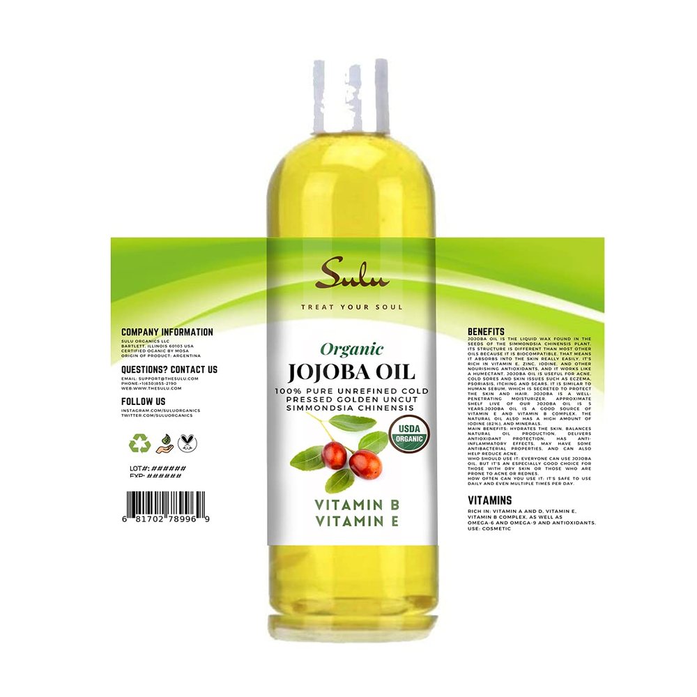 100% Pure Organic Unrefined Golden Jojoba Oil 24 Oz (Ounces)