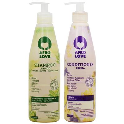 Afro Love Shampoo & Conditioner Set  16oz Refreshing Shampoo & 16oz Hydrating Conditioner  Sulfate-Free, Nourishing for Natural, Curly & Coily Hair  Moisturizing, Frizz Control & Detangling