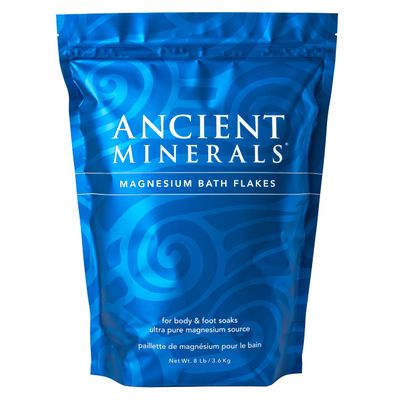 Ancient Minerals Magnesium Bath Flakes  Pure Zechstein Magnesium Chloride for Soaking and Whole-Body Replenishment, 8 lb Bag