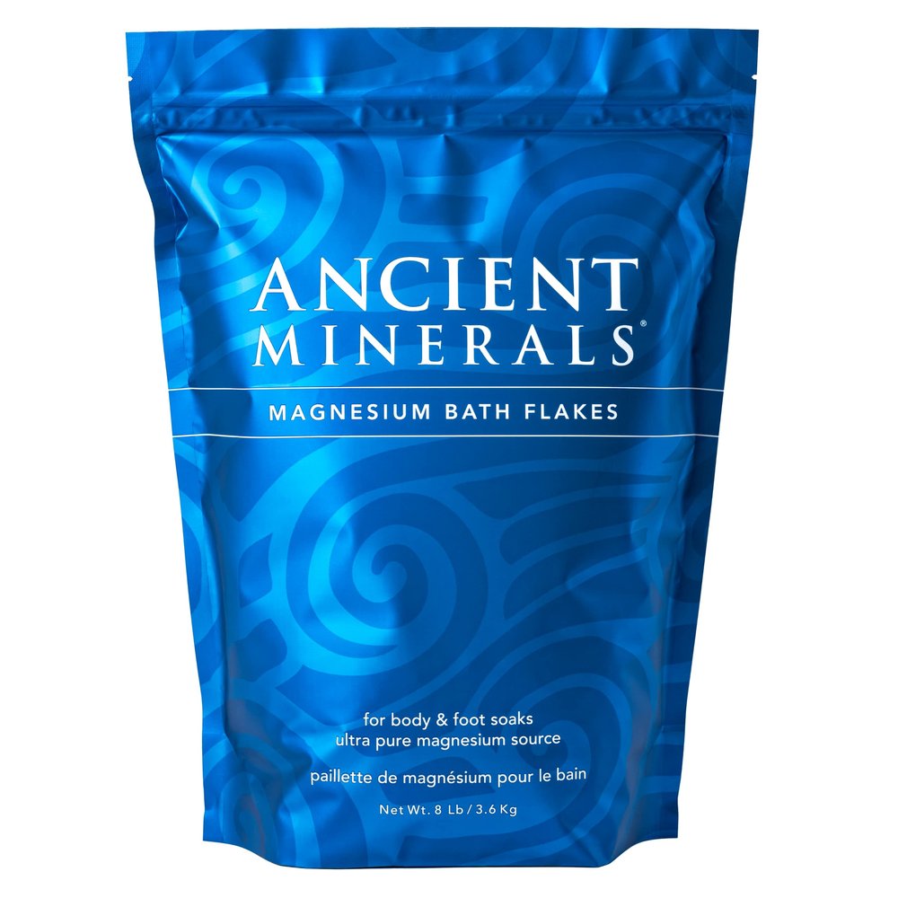 Ancient Minerals Magnesium Bath Flakes  Pure Zechstein Magnesium Chloride for Soaking and Whole-Body Replenishment, 8 lb Bag