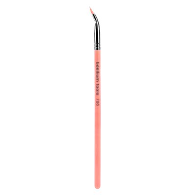 Bdellium Tools Professional Makeup Brush - Pink Bambu Series 708 Bent Eyeliner - With Soft Synthetic Fibers, For Smooth Application (Pink, 1pc)