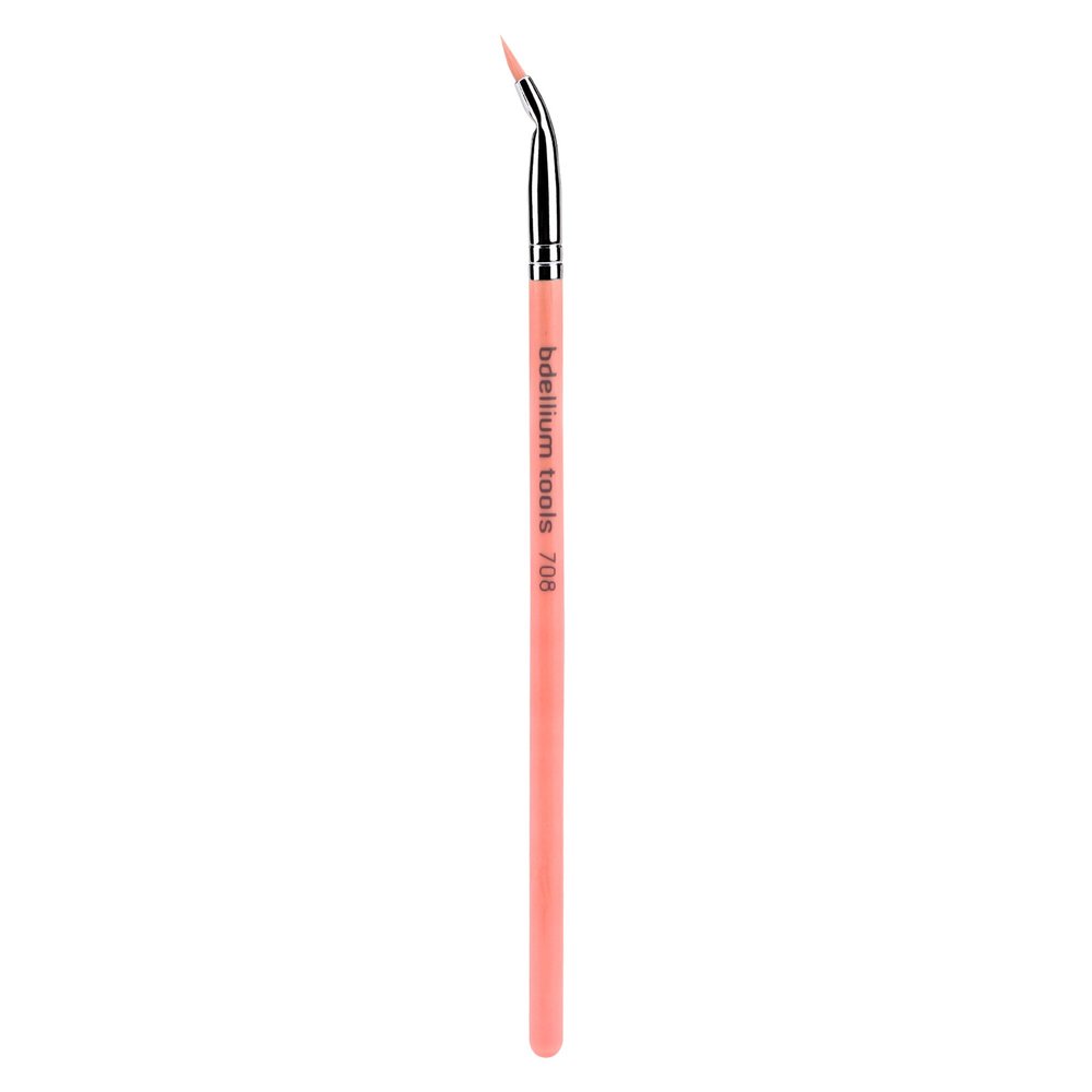 Bdellium Tools Professional Makeup Brush - Pink Bambu Series 708 Bent Eyeliner - With Soft Synthetic Fibers, For Smooth Application (Pink, 1pc)