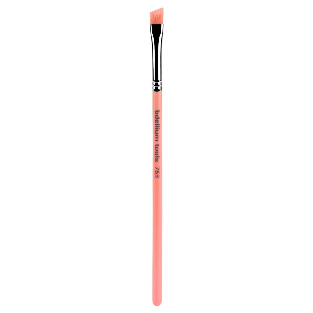 Bdellium Tools Professional Makeup Brush - Pink Bambu Series 763 Angled Brow - With Soft Synthetic Fibers, For Defining Eyebrows (Pink, 1pc)
