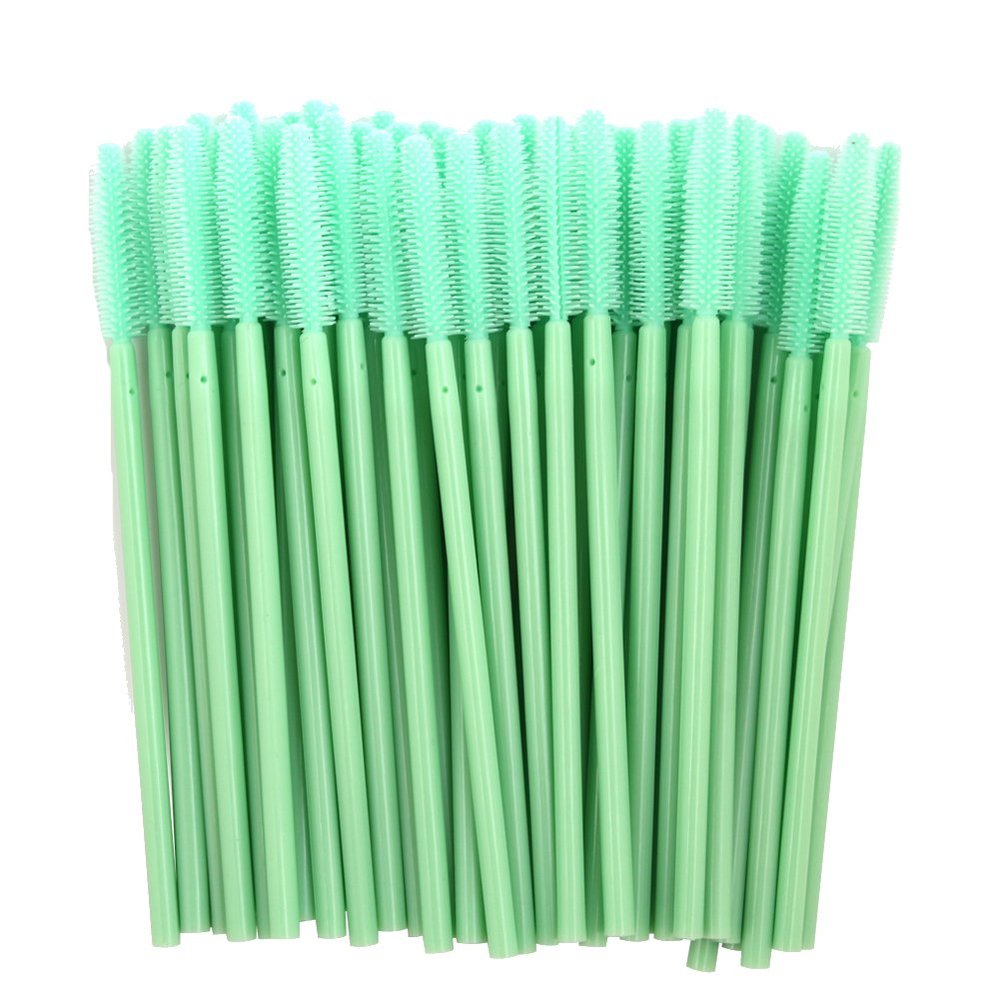KOLIGHT Pack of 1000pcs Colorful Disposable Mascara Brush Silicone Head Wands Applicator Makeup Eye Lash Brush Kits (Green)