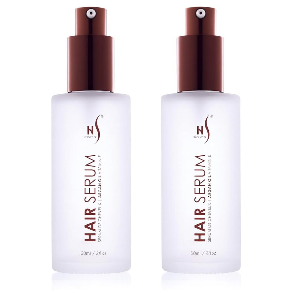 Herstyler Argan Oil Serum for Natural Shine - Anti-Frizz Straightening Serum for Damaged Tresses (Pack of 2)