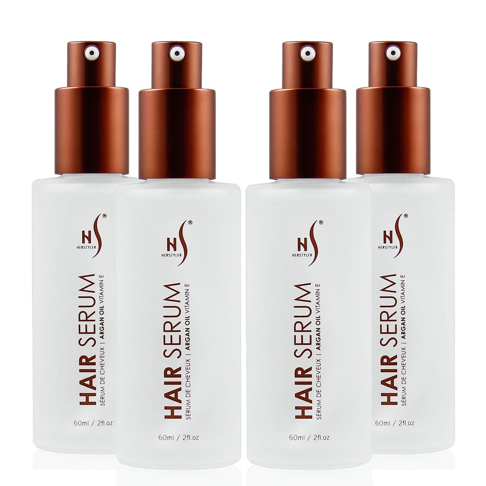 HerStyler Serum, 4 Pack - Hair Styling Agent with Argan Oil for Dry, Damaged Hair - Frizz Control Serum for Straightening, Shine, Trendy Tresses