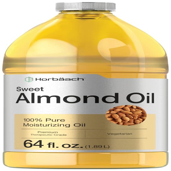 Horbach Sweet Almond Oil 64 fl oz | for Hair and Skin | Cold Pressed & Hexane Free | Bulk Size Carrier Oil | Vegan, Non-GMO, Cruelty Free