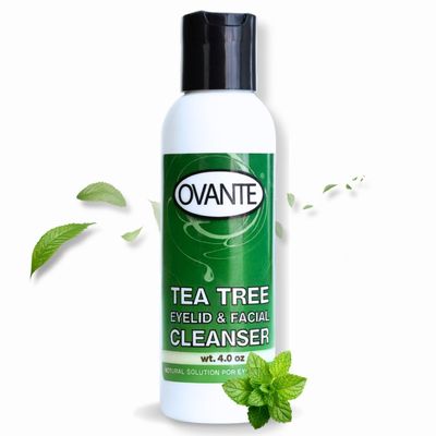 OVANTE Tea Tree Oil Eyelid, Facial Cleanser Wash For Demodex Prone Skin 4.0 oz