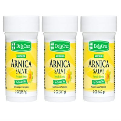 De La Cruz Arnica Salve - Foot Cream for Dry Cracked Heels and Feet - Moisturizing Hand Salve for Dried Hands - 24 Hour Moisture Foot Cream for Dry Cracked Feet and Rough Skin - 2 OZ (3 Jars)