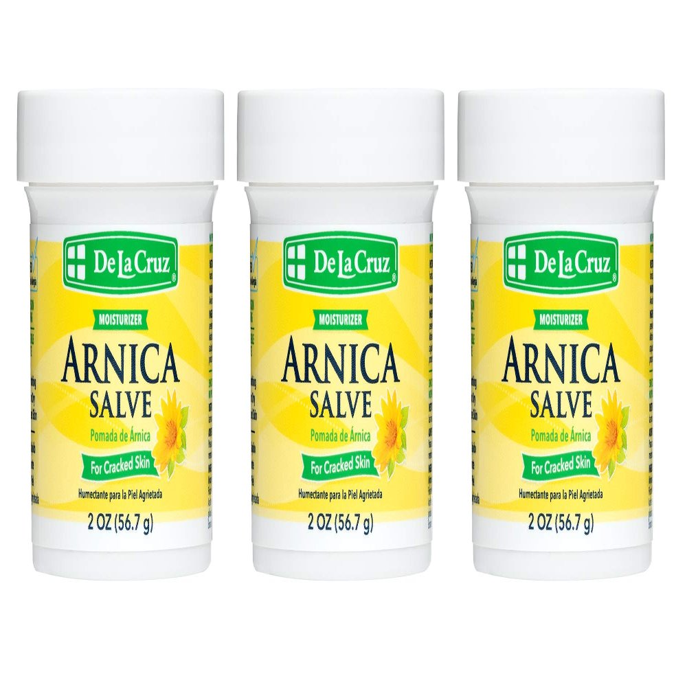 De La Cruz Arnica Salve - Foot Cream for Dry Cracked Heels and Feet - Moisturizing Hand Salve for Dried Hands - 24 Hour Moisture Foot Cream for Dry Cracked Feet and Rough Skin - 2 OZ (3 Jars)