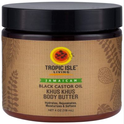 Tropic Isle Living Jamaican Khus Khus Body Butter with Black Castor Oil (4 ounce)