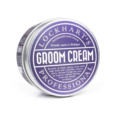 Lockharts Professional Groom Cream  Multi-Use Hair, Beard & Skin Cream  Light Hold, Natural/High Shine  Degreases Pomade Buildup, Conditions, Styles, Softens  Tangerine Bergamot Scent  3.4 oz