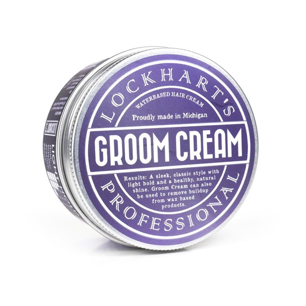 Lockharts Professional Groom Cream  Multi-Use Hair, Beard & Skin Cream  Light Hold, Natural/High Shine  Degreases Pomade Buildup, Conditions, Styles, Softens  Tangerine Bergamot Scent  3.4 oz