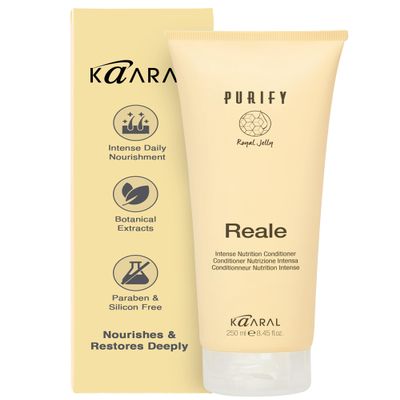 Kaaral Purify Reale Intense Nutrition Hair Conditioner Deep Moisturizer for Damaged, Dry, or Color Treated Hair Hydrating Intensive Repair for Womens and Mens Curly or Frizzy Hair 250 ml