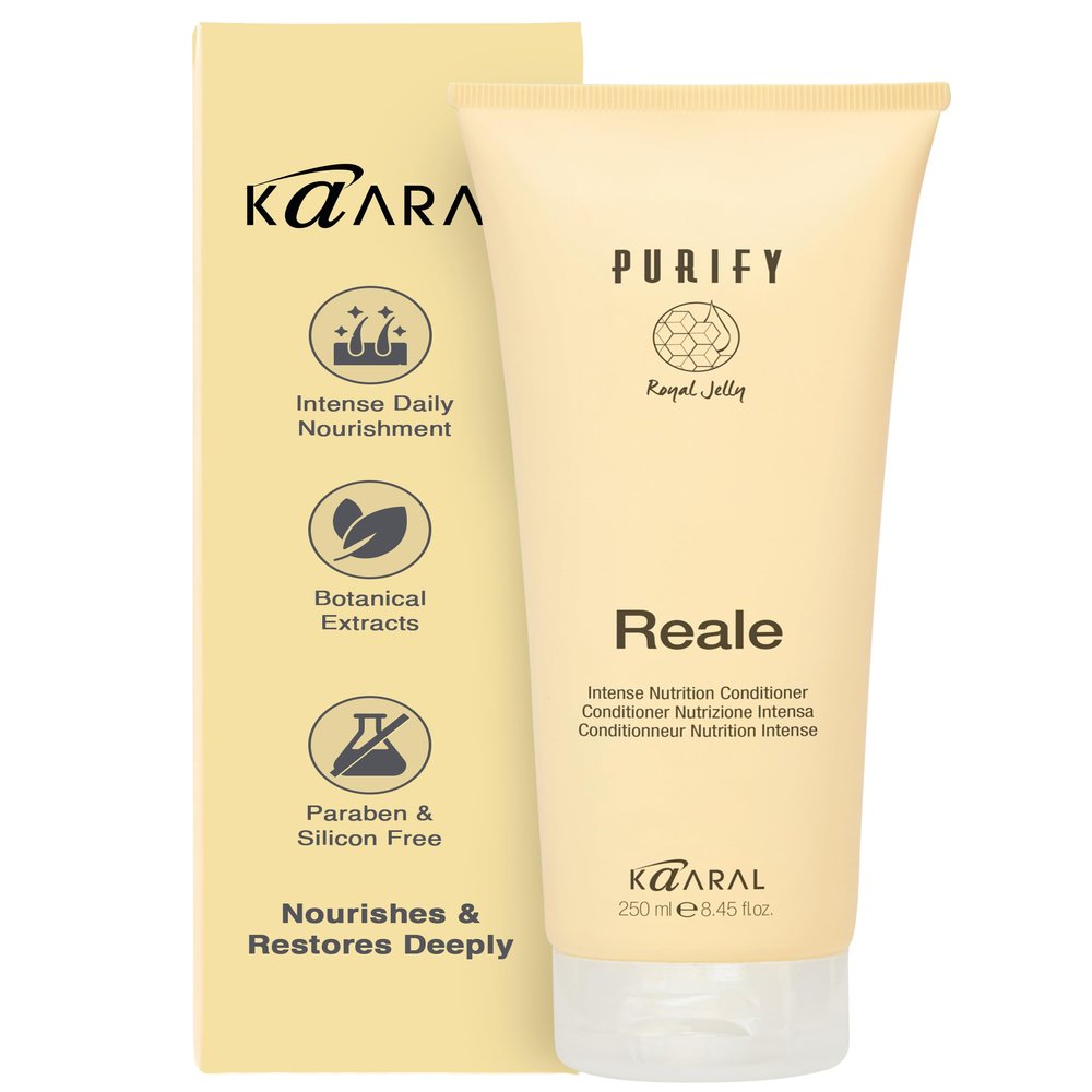 Kaaral Purify Reale Intense Nutrition Hair Conditioner Deep Moisturizer for Damaged, Dry, or Color Treated Hair Hydrating Intensive Repair for Womens and Mens Curly or Frizzy Hair 250 ml