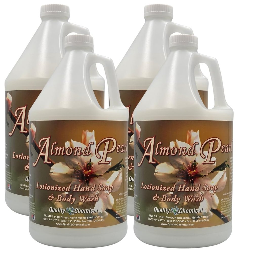 Quality Chemical Almond Pearl Lotionized Hand Soap and Body Wash Pearlized Almond Scent Rich Lather Dispenser Ready 128 oz (Pack of 4)