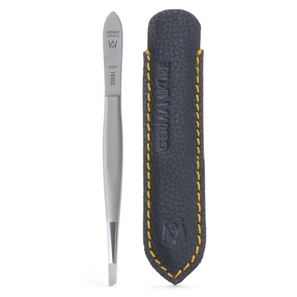 GERMANIKURE Slanted Tweezers in Leather Case - Made in Solingen Germany
