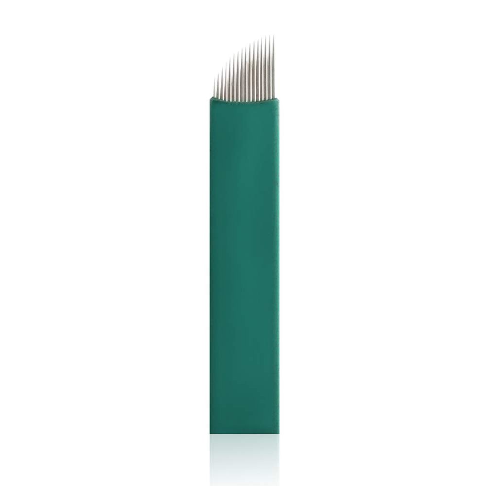 50PCS Sloped S14 Eyebrow Tattoo Needles Permanent Makeup Manual Microblading Needles 14 Pins 0.18 mm Disposable