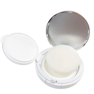 15g 0.5oz Empty White Silver Edge Cosmetic Make-up Powder Container Air Cushion Puff Case Box With Sponge and Mirror for BB CC Liquid Foundation Cream